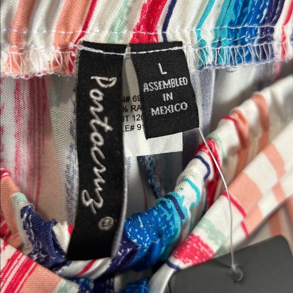 Portocruz Women L Multi colored Striped Cover-up Beach Pant Retro 90’s Style NWT - Picture 2 of 13